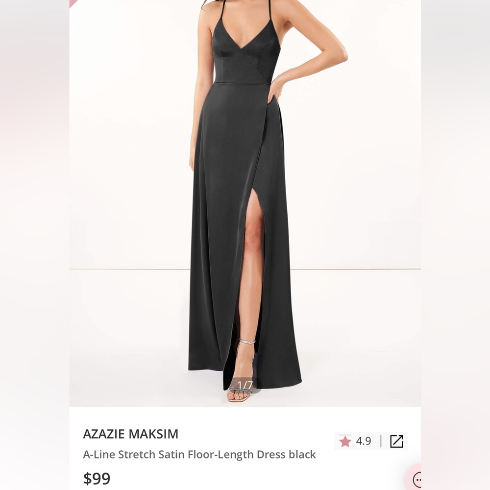 Black satin bridesmaid dress
